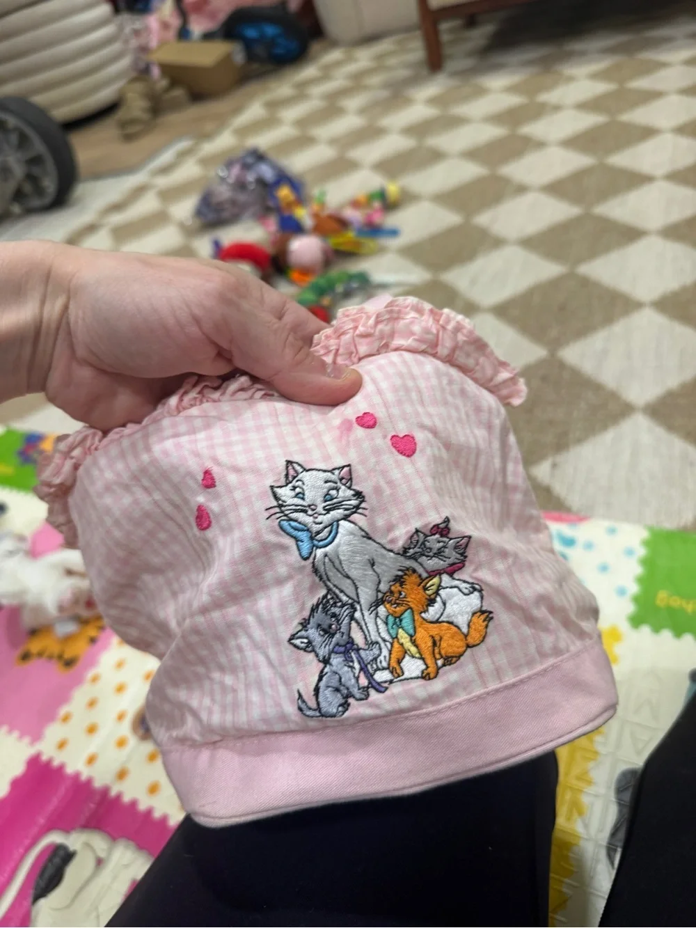 Vintage Disney Store Aristocats marie embroidered bag basket gingham embroidered